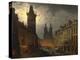 Czech Republic, Prague, Painting of Old Town Square at Night-null-Premier Image Canvas