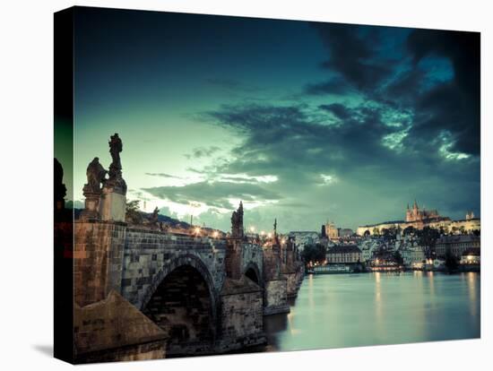 Czech Republic, Prague, Stare Mesto (Old Town), Charles Bridge, Hradcany Castle and St. Vitus Cathe-Michele Falzone-Premier Image Canvas