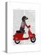Dachshund on a Moped-Fab Funky-Stretched Canvas