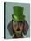 Dachshund with Green Top Hat Black Tan-Fab Funky-Stretched Canvas