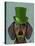 Dachshund with Green Top Hat Black Tan-Fab Funky-Stretched Canvas