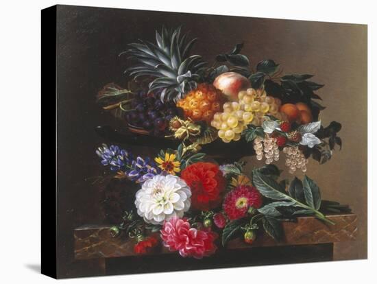 Dahlias, Lupin and Coreopsis in a Greek Kylix-Johan Laurentz Jensen-Premier Image Canvas