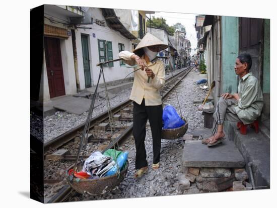 Daily Life by the Railway Tracks in Central Hanoi, Vietnam, Indochina, Southeast Asia-Andrew Mcconnell-Premier Image Canvas