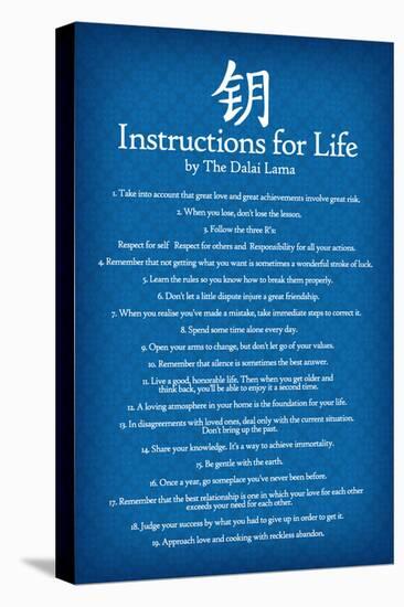 Dalai Lama Instructions For Life Blue Art-null-Stretched Canvas