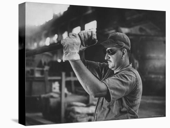 Dale Clover Skilled Steel Worker at Allegheny Ludlum Mill Uses Handled Test Spoon to Sample Steel-Peter Stackpole-Premier Image Canvas