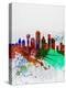 Dallas Watercolor Skyline-NaxArt-Stretched Canvas