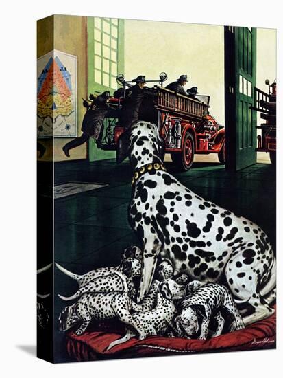 "Dalmatian and Pups," January 13, 1945-Stevan Dohanos-Premier Image Canvas