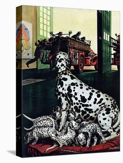 "Dalmatian and Pups," January 13, 1945-Stevan Dohanos-Premier Image Canvas