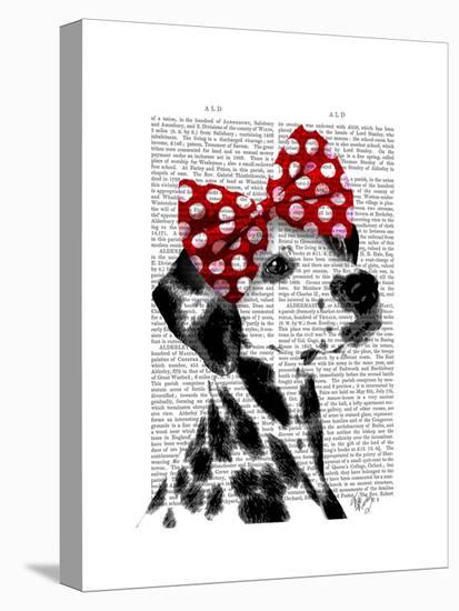 Dalmatian with Red Bow-Fab Funky-Stretched Canvas