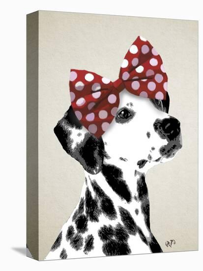 Dalmatian with Red Bow-Fab Funky-Stretched Canvas