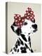 Dalmatian with Red Bow-Fab Funky-Stretched Canvas