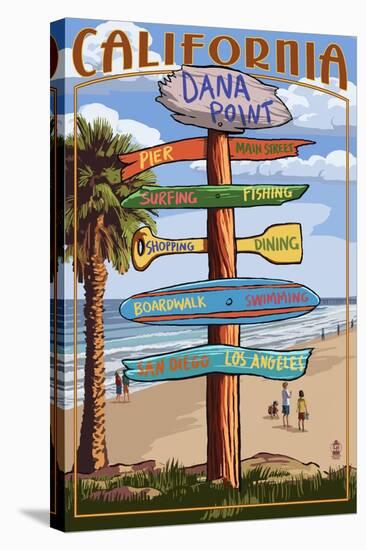 Dana Point, California - Destination Sign-Lantern Press-Stretched Canvas