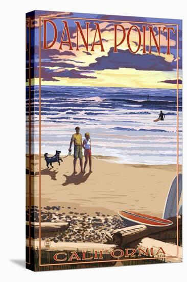 Dana Point, California - Sunset Beach Scene-Lantern Press-Stretched Canvas