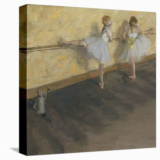 Dancers Practicing at the Barre-Edgar Degas-Stretched Canvas