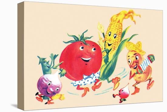 Dancing Happy Vegetables-null-Stretched Canvas