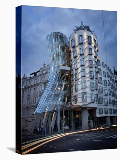 Dancing House (Fred and Ginger Building), by Frank Gehry, at Dusk, Prague, Czech Republic-Nick Servian-Premier Image Canvas