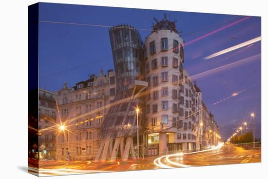 Dancing House (Ginger and Fred) by Frank Gehry, at Night, Prague, Czech Republic, Europe-Angelo-Premier Image Canvas