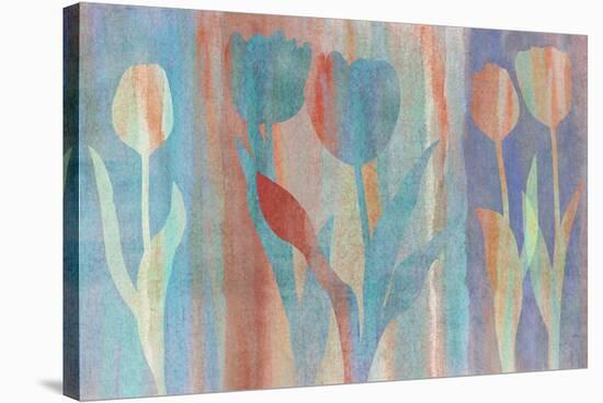 Dancing Tulips Blue Pink-Cora Niele-Stretched Canvas