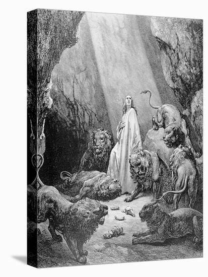 Daniel in the Den of Lions, Engraved by Antoine Alphee Piaud, C.1868-Gustave Doré-Premier Image Canvas