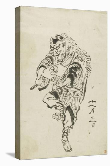 Danseur de Shishi-mai (danse du lion)-Katsushika Hokusai-Premier Image Canvas