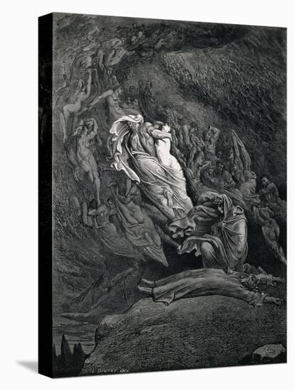 Dante and Virgil with Paolo and Francesca, Illustration to Inferno, Canto V of Divine Comedy-Dante Alighieri-Premier Image Canvas