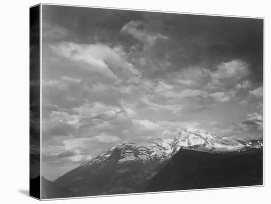 Dark Foreground And Clouds Mountains Highlighted "Heaven's Peak" Glacier NP Montana. 1933-1942-Ansel Adams-Stretched Canvas