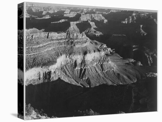 Dark Shadows In Fgnd & Right Framing Cliffs At Left & Center "Grand Canyon NP" Arizona 1933-1942-Ansel Adams-Stretched Canvas