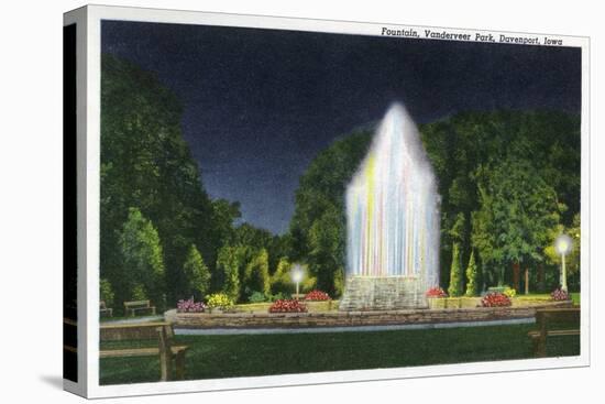 Davenport, Iowa, Vanderveer Park View of the Fountain at Night-Lantern Press-Stretched Canvas