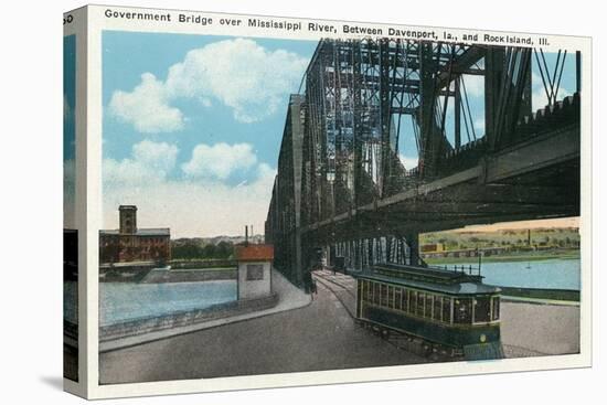 Davenport, Iowa, View of the Govt. Bridge over Mississippi River towards Rock Island-Lantern Press-Stretched Canvas