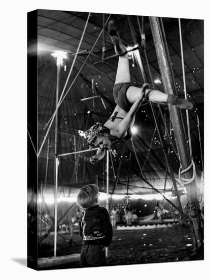 David Alzano Interrupts His Mother Elsie to Complain of Playmate Squabbles at Ringling Bros. Circus-Nina Leen-Premier Image Canvas