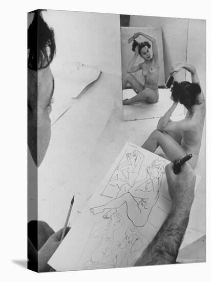 David Fredenthal Drawing Nude Model-Gjon Mili-Premier Image Canvas
