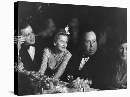 David O. Selznick,Joan Fontaine, and Alfred Hitchcock and Wife at Academy Award Presentation Dinner-Peter Stackpole-Premier Image Canvas