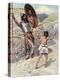 David slings the stone by J James Tissot - Bible-James Jacques Joseph Tissot-Premier Image Canvas