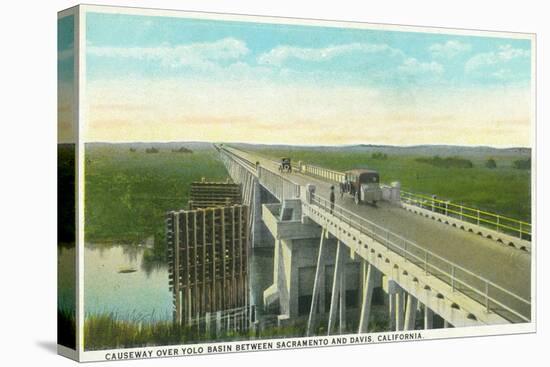 Davis, California - Causeway over Yolo Basin Towards Sacramento-Lantern Press-Stretched Canvas