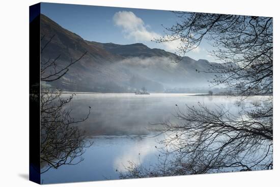Dawn light and transient sunlit mist over Wall Holm Island on Ullswater, England-John Potter-Premier Image Canvas