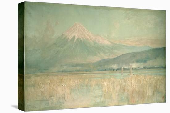 Dawn on the Sacred Mountain, the Fuji Sun Half Hidden in the Clouds, 1889-Sir Alfred East-Premier Image Canvas