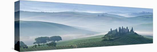 Dawn View of Val D'Orcia Showing Belvedere and Rolling Tuscan Countryside, San Quirico D'Orcia-John Woodworth-Premier Image Canvas