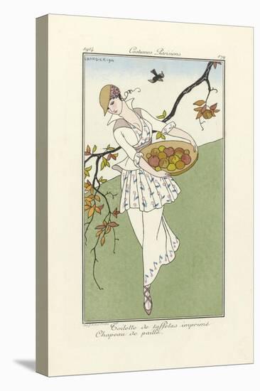 Day Dress from Costumes Parisiens, Pub. 1914 (Pochoir Print)-Georges Barbier-Premier Image Canvas