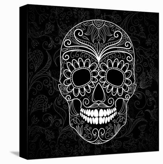 Day Of The Dead Black And White Skull-Alisa Foytik-Stretched Canvas