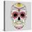 Day of the Dead Colorful Skull with Floral Ornament-Alisa Foytik-Stretched Canvas