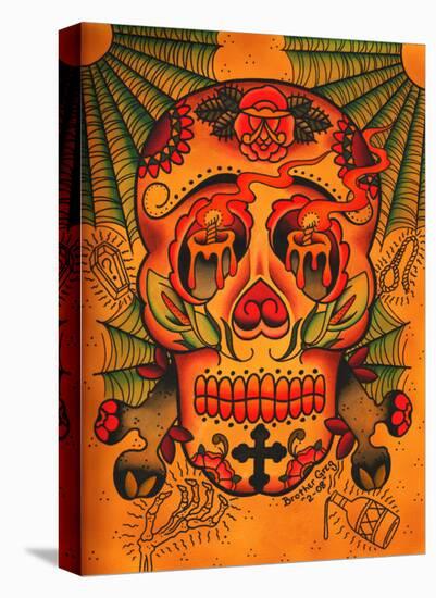 Day of The Dead Skull-Brother Greg-Stretched Canvas