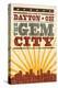 Dayton, Ohio - Skyline and Sunburst Screenprint Style-Lantern Press-Stretched Canvas