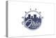 Dayton, Ohio - Skyline Seal (Blue)-Lantern Press-Stretched Canvas