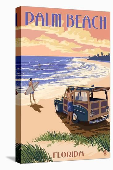 Daytona Beach, Florida - Woody on the Beach-Lantern Press-Stretched Canvas