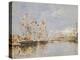 Deauville, Flag-Decked Ships in the Inner Harbour, 1896 (Oil on Panel)-Eugene Louis Boudin-Premier Image Canvas