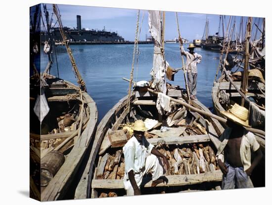 December 1946: Fishermen at in Port Au Prince Harbor in Haiti-Eliot Elisofon-Premier Image Canvas