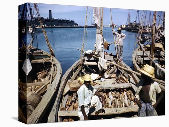 December 1946: Fishermen at in Port Au Prince Harbor in Haiti-Eliot Elisofon-Premier Image Canvas