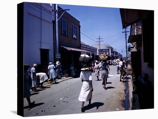 December 1946: Passersby at Market Street in Montego Bay, Jamaica-Eliot Elisofon-Premier Image Canvas