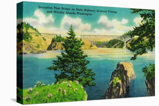 Deception Pass Bridge, Fidalgo and Whidby Islands - Deception Pass, WA-Lantern Press-Stretched Canvas