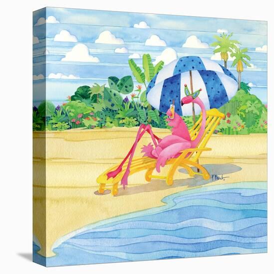 Deck Chair Flamingo-Paul Brent-Stretched Canvas